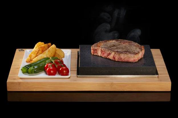 SIZZLING STEAK PLATE SET (SS002) – BUY 4 SETS, GLOVES, KNIVES AND FORKS